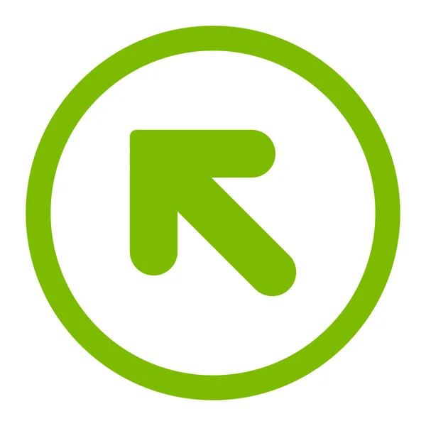 Flecha arriba izquierda plana eco verde color redondeado vector icono — Vector de stock