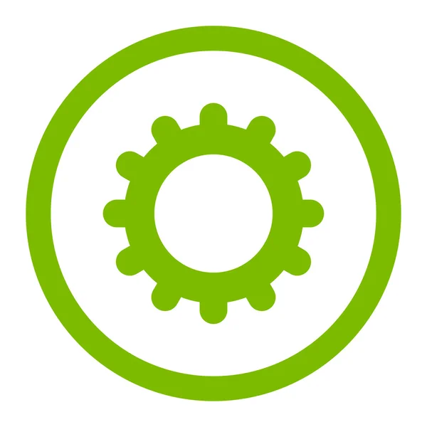 Gear flat eco green color rounded vector icon — Stock Vector