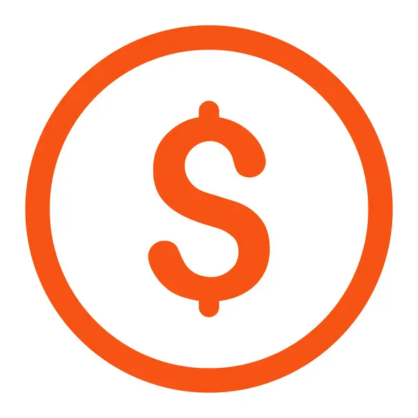 Dollar flat orange color rounded vector icon — 스톡 벡터