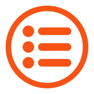 Items flat orange color rounded vector icon