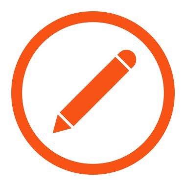Pencil flat orange color rounded vector icon