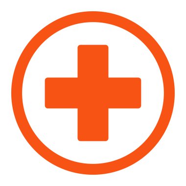 Plus flat orange color rounded vector icon