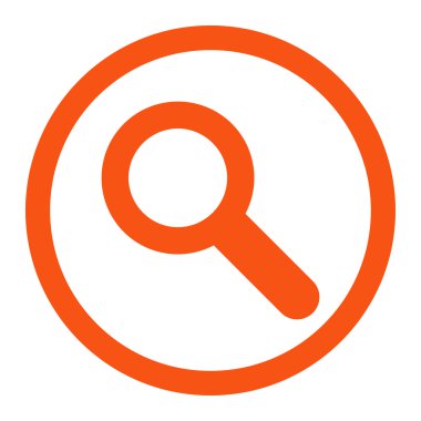 Search flat orange color rounded vector icon