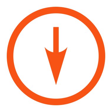 Sharp Down Arrow flat orange color rounded vector icon