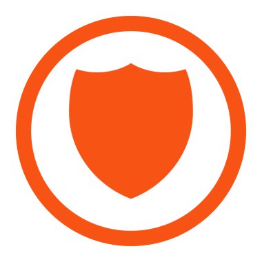 Shield flat orange color rounded vector icon