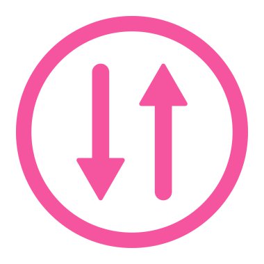 Arrows Exchange Vertical flat pink color rounded vector icon