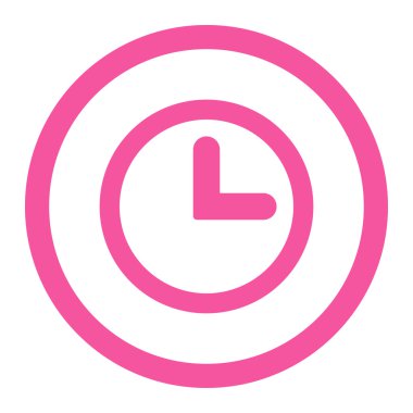 Clock flat pink color rounded vector icon