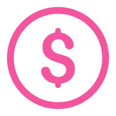 Dollar flat pink color rounded vector icon