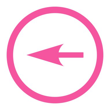 Keskin sol ok düz pembe renk vektör simge yuvarlak