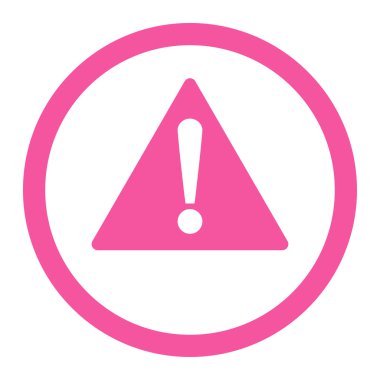 Düz pembe renkli uyarı vektör simge yuvarlak