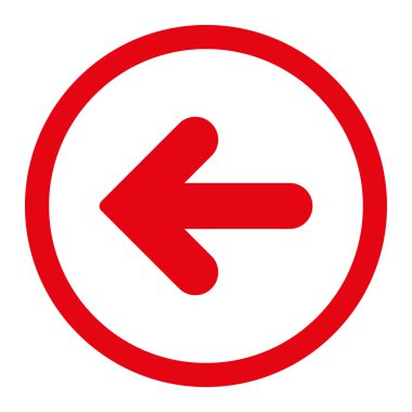 Ok sol düz kırmızı yuvarlak renkli vektör simgesi