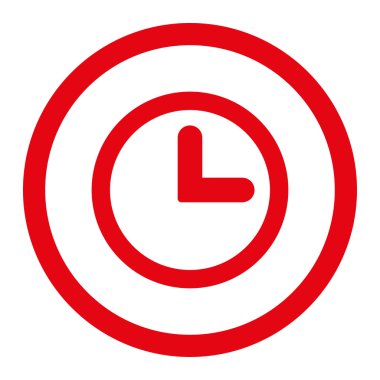Saat düz kırmızı yuvarlak renkli vektör simgesi