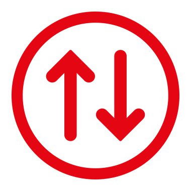 Düz kırmızı renkli yuvarlak vektör simge çevirmek