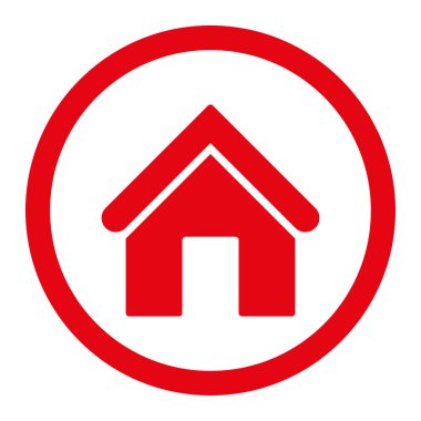 Ev düz kırmızı renk yuvarlak vektör simgesi