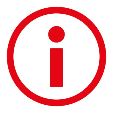 Bilgi düz kırmızı yuvarlak renkli vektör simgesi