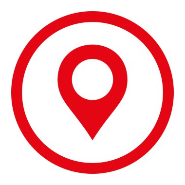 Marker düz kırmızı renkli yuvarlak vektör simge göster