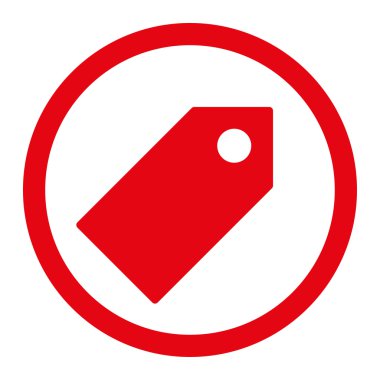 Tag flat red color rounded vector icon