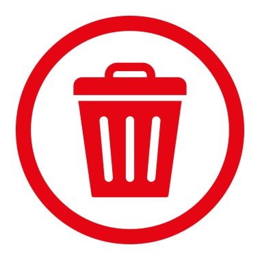 Çöp Kutusu kırmızı renkli yuvarlak vektör simgesi
