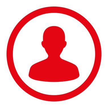 User flat red color rounded vector icon