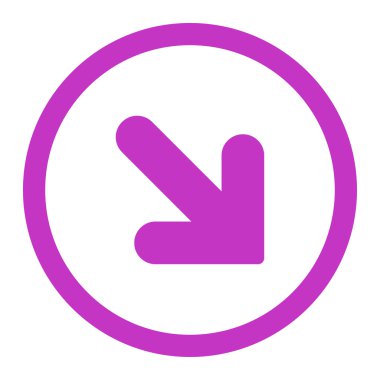Arrow Down Right flat violet color rounded vector icon