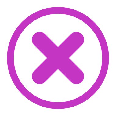 Düz mor renkli yuvarlak vektör simgesini iptal et