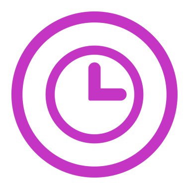 Clock flat violet color rounded vector icon