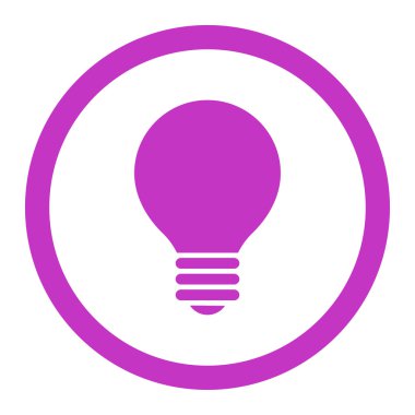 Elektrik Ampulü düz mor renkli yuvarlak vektör simgesi