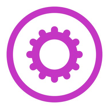 Gear flat violet color rounded vector icon