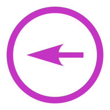 Sharp Left Arrow flat violet color rounded vector icon