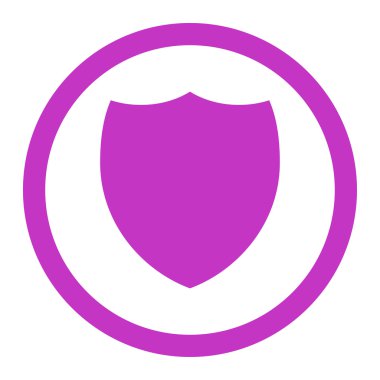 Shield flat violet color rounded vector icon