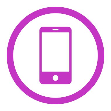 Smartphone flat violet color rounded vector icon