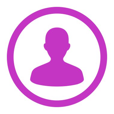 User flat violet color rounded vector icon