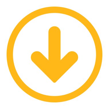 Arrow Down flat yellow color rounded vector icon