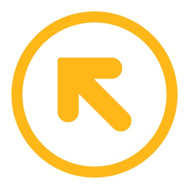 Arrow Up Left flat yellow color rounded vector icon
