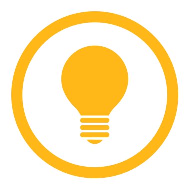 Elektrikli ampul düz sarı renk yuvarlak vektör simgesi