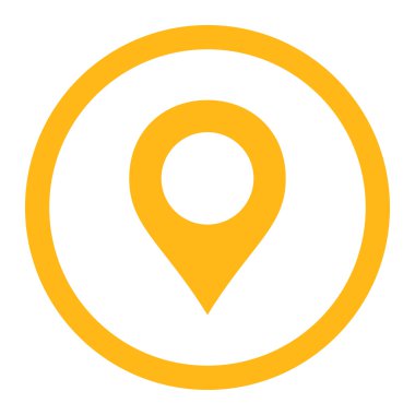 Marker düz sarı renkli yuvarlak vektör simge göster