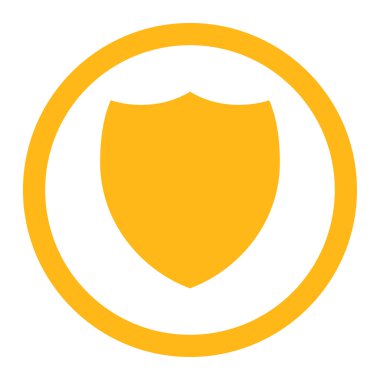 Kalkan düz sarı yuvarlak renkli vektör simgesi