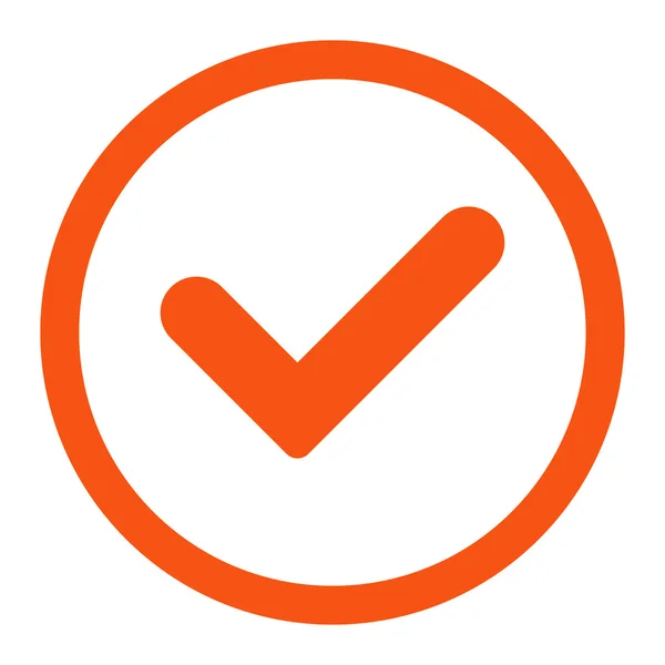 Yes flat orange color rounded vector icon — 스톡 벡터