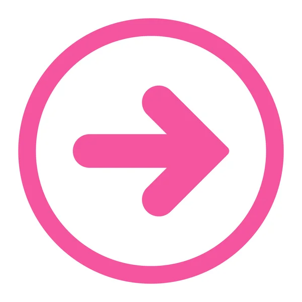 矢印右フラットピンクの丸みを帯びたベクトルアイコン — ストックベクタ