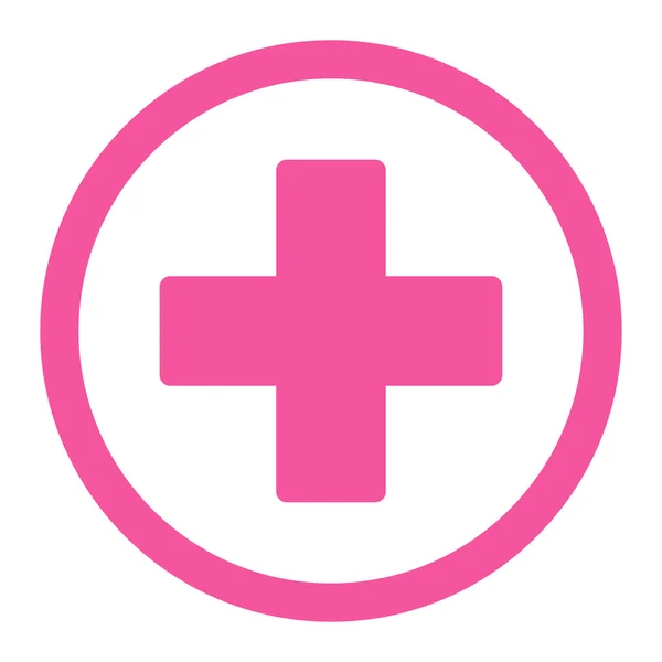 Plus color rosa plano redondeado icono de vector — Vector de stock