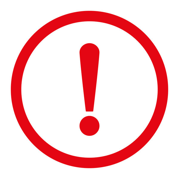 Восклицательный знак плоского красного цвета округлый вектор значок
