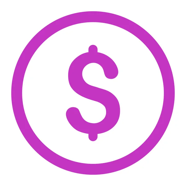 Dolar cor violeta plana ícone vetor arredondado — Vetor de Stock