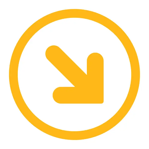 Arrow Down Right flat yellow color rounded vector icon — Stockvector