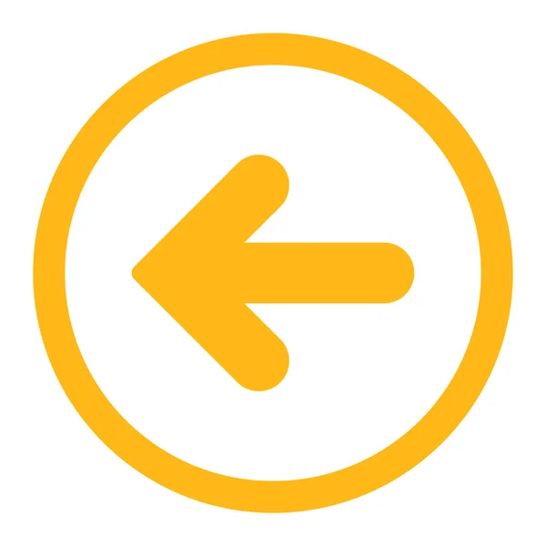 Pfeil links flache gelbe Farbe abgerundetes Vektorsymbol — Stockvektor