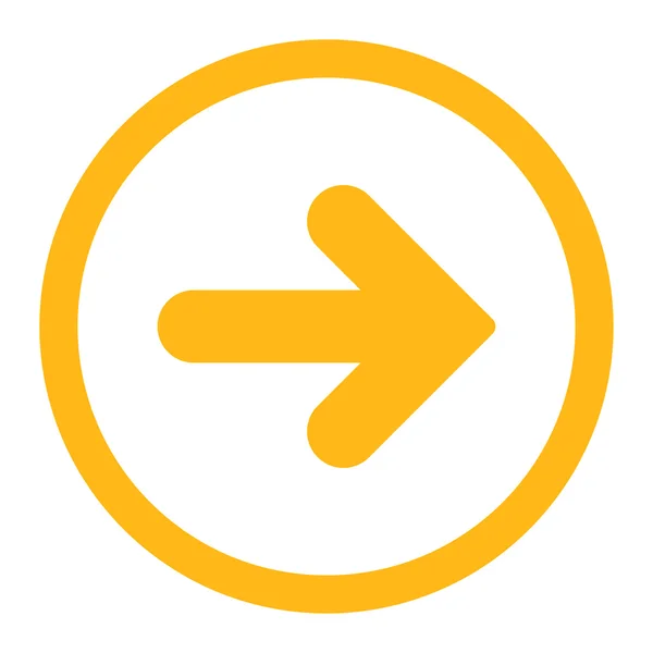Pfeil rechts flache gelbe Farbe abgerundetes Vektorsymbol — Stockvektor