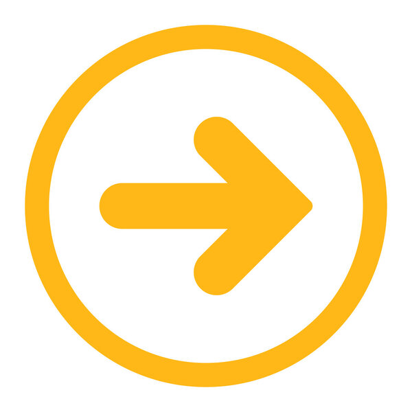 Arrow Right flat yellow color rounded vector icon — Stock Vector
