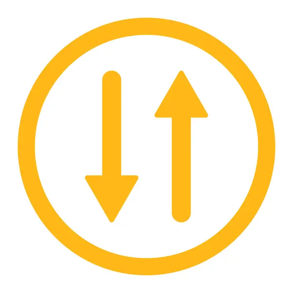 Pijlen Exchange verticale vlakke gele kleur afgerond vector pictogram — Stockvector