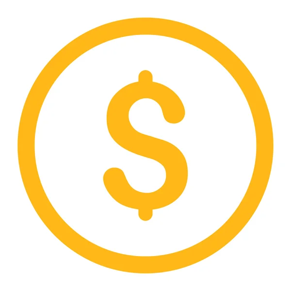 ดอลลาร์ไอคอนเวกเตอร์กลมสีเหลืองแบน — ภาพเวกเตอร์สต็อก