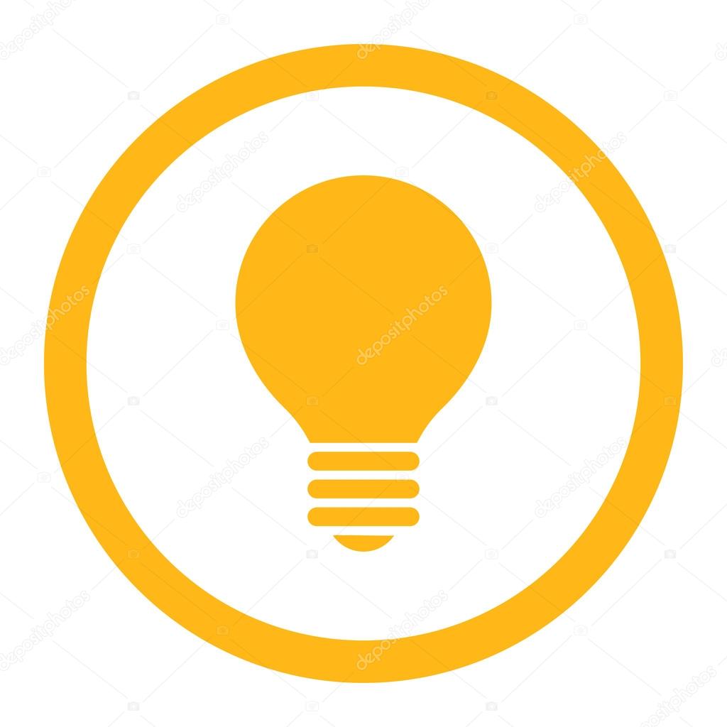Icône d'arrondis vecteur électrique ampoule jaune plat ...