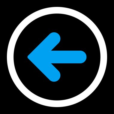 Arrow Left flat blue and white colors rounded vector icon